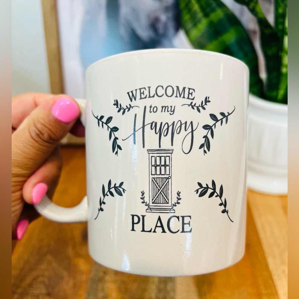 Royal Norfolk- “Welcome To My Happy Place” White 14 Oz Coffee Mug